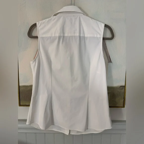 Ameliora The Annie White Sleeveless Button Down Washable Shirt Size Medium - Picture 9 of 9